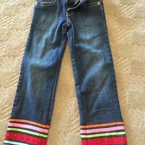 Jean Capri pants with rainbow bottom